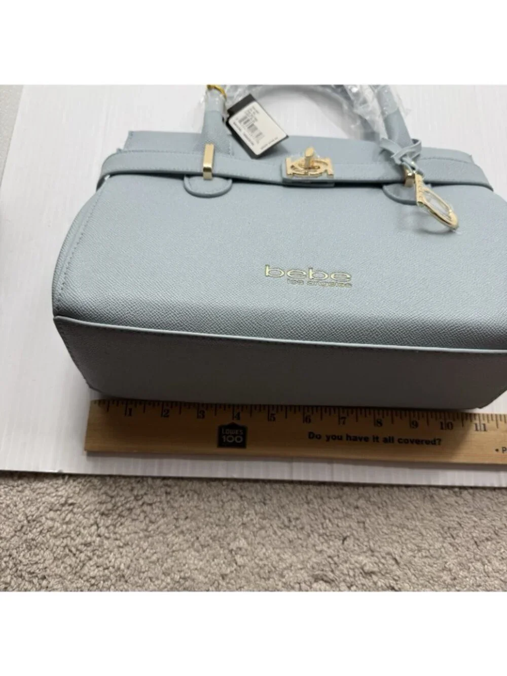 Bebe Los Angeles Evie Satchel NWT Light Blue Gold Hardware Crossbody Bag Work